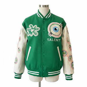 Veste universitaire sur mesure de haute qualité avec votre propre logo et design, en tissu de laine avec manches en cuir, pour homme et femme. - Product Image 1