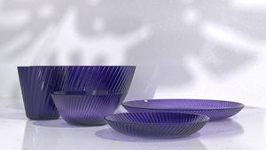 Service de table PGT French Retro Wave Ripple - 5 pièces - Assiettes et bols élégants et écologiques - 6 couleurs - (Fabriqué à Taïwan) - Product Image 4