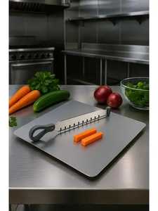 Planche à découper rectangulaire en acier inoxydable, antidérapante, facile à nettoyer, durable, non toxique, pour la cuisine - Product Image 1