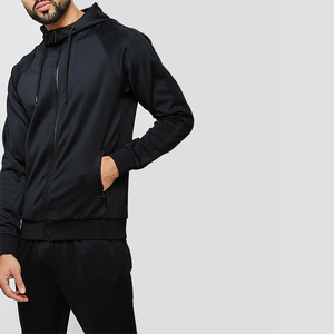 Conjunto Deportivo para Hombre al por Mayor, Sudadera con Capucha Negra y Cierre Completo, Pantalones de Poliéster de Color Sólido, Corte Regular, Ropa de Otoño - Product Image 4