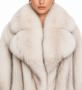 Veste en fausse fourrure ivoire de luxe pour femme avec col châle en peluche surdimensionné – Manteau d'hiver en fausse fourrure douce de qualité supérieure, design élégant - Product Image 4