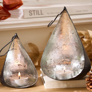 Valar Glass <b>Hurricane</b> tealight <b>Candle</b> Holders with Metal Stand Gold Brass <b>Candle</b> Stand With Geometric Design Heat Resistant - Product Image 5