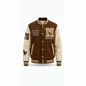 Custom Logo High Quality Chenille Embroidery Patchwork <b>Winter</b> Bomber Letterman Unisex Varsity <b>Jacket</b> with <b>Leather</b> Sleeves - Product Image 4