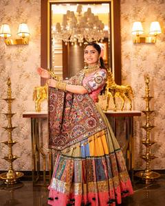 Malai Faux Georgette Beautiful Real Mirror Work Golden Gota Zari Lace Work Floor-Length Quick Dry Wrinkle Free Sun Protection - Product Image 3