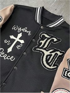 Urban College Style Varsity <b>Jacket</b> – Unisex Bomber Outerwear with Soft Fabric, Ribbed Collar and Sleeves, Comfortable Winter - Product Image 2