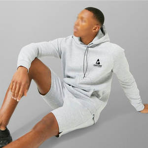 Top Material Made <b>Men</b> Slim Fit Hoodie <b>Short</b> Set <b>Long</b> Sleeves Hoodie <b>Shorts</b> Set For Online Sale - Product Image 6
