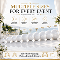Boule miroir gonflable blanche géante réfléchissante pour décoration de mariage, fête, événement de luxe