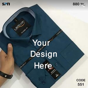 Vente directe d'usine chemises habillées de bureau formelles pour hommes 100% coton décontracté à manches longues pour l'automne - Product Image 3