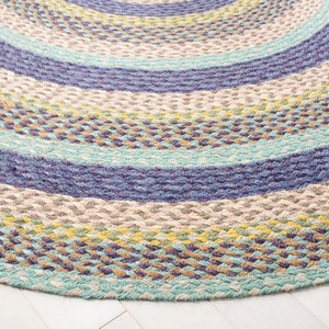 Round Braided Jute Area Rug Striped Bohemian Style Non-Slip Living Room Home Decor Flat Pile Thin 0.2-0.4 in - Product Image 6