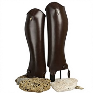 Guantes de equitación de cuero genuino para hombre con cierre de hebilla, ajuste regular, color marrón - Product Image 5