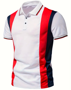 Polo de Golf de Manga Corta con Rayas Estilo Europeo y Americano para Hombre, Diseño Personalizado OEM, Verano - Product Image 3
