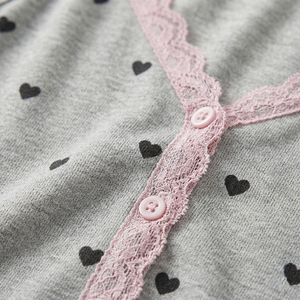 Wholesale Custom Soft Cotton Loungewear for Women Lace <b>Trim</b> Hearts Print Cami Top & Pajama Pants Set Plus Size Sleepwear - Product Image 5