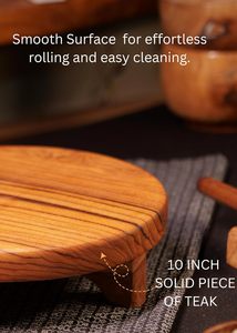 Premium Wooden Chakla Belan Set Handmade <b>Rolling</b> Board and <b>Rolling</b> <b>Pin</b> for Roti Chapati Paratha Pizza and Baking Kitchen Tool - Product Image 4