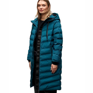 Chaqueta Larga Acolchada con Capucha para Mujer, de la Mejor Calidad, Color Verde Azulado, con Cierre de Cremallera, Ropa de Invierno - Product Image 1