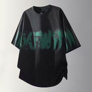 Camiseta holgada de cuello redondo para hombre, camiseta informal de algodón con estampado de letras a la moda de verano para adolescentes y adultos jóvenes - Product Image 2