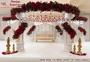 Mandap de Madera Divino de Primera Calidad para Bodas Gujarati, Mandap Clásico Indio para Bodas Reales, Mandap de Madera con Acabado Antiguo, EE. UU. - Product Image 6