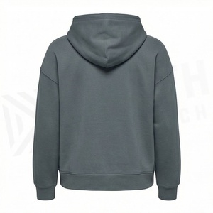 เสื้อฮู้ดผู้หญิงแบบสวมหัว ผ้าถักเนื้อนุ่ม ระบายอากาศดี สไตล์ลำลอง สตรีทแวร์ ไหล่ตก  รักษ์โลก  สีสันปรับแต่งได้ - Product Image 2