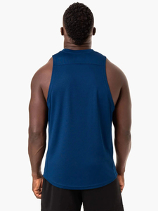 Men's <b>Blue</b> Knitted Tank <b>Top</b> O-Neck Solid Color Quick Dry Sporty Fit Sleeveless Workout <b>Top</b> - Product Image 3