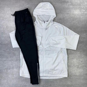 <b>Men</b> <b>White</b> Hooded Windproof Racer <b>Jacket</b> Zipper Closure Casual Regular Fit Polyester Summer Wear - Product Image 4