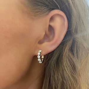 Pendientes de Aro Clásicos con Diamantes, Personalizados, 1 Quilate, Redondos, Cultivados en Laboratorio, Delicados, Minimalistas, para Uso Diario, Tipo Huggies, Oro Sólido de 14K y 18K - Product Image 2