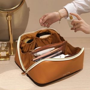 Women's Waterproof Vegan Leather Travel Makeup Bag Open Flat for Toiletry Organizer with Clear Divider and Handle - Product Image 3