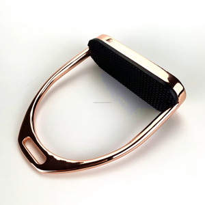 Estribos de Aluminio Color Oro Rosa para Montar a Caballo con Almohadilla de Goma Negra, Juego de Estribos Plegables Resistentes para Equitación - Product Image 3