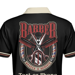 New Arrival Eco-Friendly Breathable <b>Polyester</b> Barber Workwear Custom Logo Sublimation <b>T</b>-<b>Shirt</b> Washable - Product Image 6
