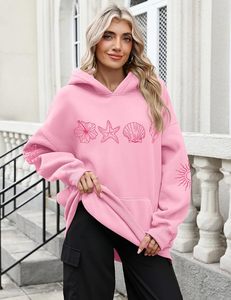 Sweat-shirts à capuche pour femmes, sweat-shirt surdimensionné à capuche, manches longues, décontracté, en polaire, pull avec poche - Product Image 2