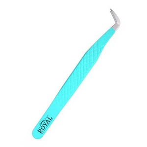 Pinzas Royal Tweezers Nuevas de Acero Inoxidable Clásicas para Extensión de Pestañas, Punta Larga de 65 Grados, Punta Angulada Lisa, Antimagnéticas - Product Image 1