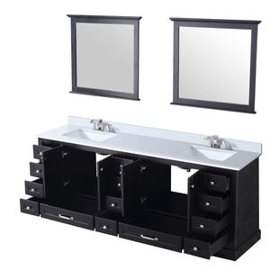 84 In. Espresso Double Bath Vanity with 22 In. Cultured Marble Top and 34 In. Faucet Set 2 Mirrors for Your Bathroom - Product Image 5
