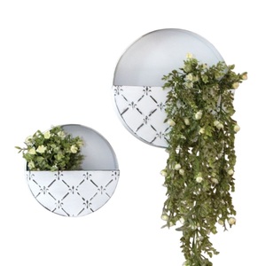 Wholesale Galvanized Metal Wall Planter Set Hanging Wall <b>Pots</b> for Home Decor Indoor Outdoor Garden Half Round Flower <b>Pots</b> - Product Image 5
