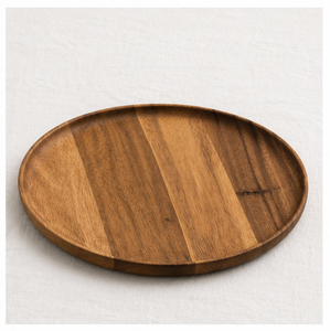Assiette de service ronde en bois d'acacia écologique de qualité supérieure, style rustique, pour la décoration de table de mariage et les hôtels - Product Image 1