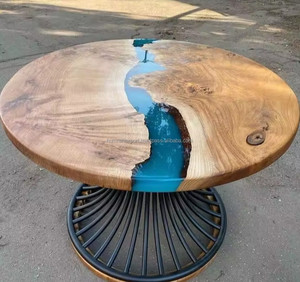 Mesa de Centro de Madera con Incrustaciones de Hueso Hechas a Mano, Personalizable, con Resina Epoxi, Diseño Artesanal, Duradera, de la Mejor Calidad para Sala de Estar - Product Image 1