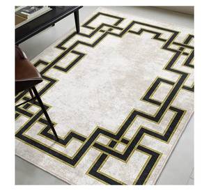 Alfombra de Lujo con Diseño Griego Impreso en 3D, Textura Suave, Base Antideslizante, Reversible, Negra y Dorada, para Dormitorio, Oficina y Entrada - Product Image 2