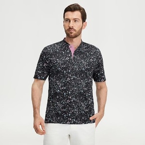 Chemise Homme à Manches Courtes Imprimé Pois Noirs Col Rose Anti-Plis Sportive en Tissu Tricoté Polyester Respirant pour Tenue Décontractée - Product Image 6