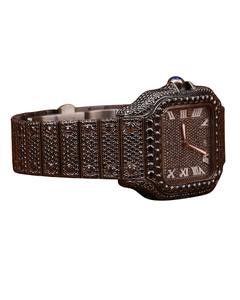 Reloj de Lujo para Hombre, Cuadrado, Marrón, Vintage, con Diamantes Moissanite, Movimiento de Cuarzo Seiko, Resistente al Agua 10 Bar, Estilo Hip Hop - Product Image 3