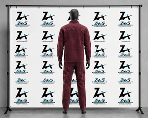 Ensemble de survêtement cargo deux pièces en jean bordeaux personnalisé avec fermeture éclair, style streetwear, pour la vente en gros - Product Image 2