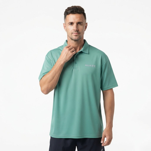 Polo en polyester uni à 2 boutons, manches courtes, pour homme, qualité supérieure, décontracté, coupe ample, basique - Product Image 6