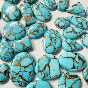 Lot de pierres précieuses cabochons en cuivre bleu ciel de 10-30 mm, haute qualité, formes variées, certifiées CMA, pour la fabrication de bijoux et d'échantillons - Product Image 1