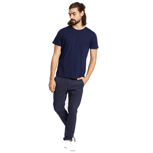 Camiseta de Manga Corta para Hombre, Cuello Redondo, Color Azul Marino, Corte Regular, Algodón, Estilo Casual, Tejido Liso, Transpirable, Ropa Urbana - Product Image 1