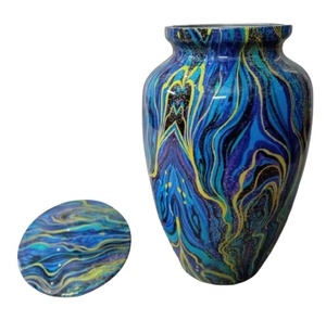 Urna de cremación de metal impresa para adultos, urna de cremación de metal multicolor para cenizas humanos de la mejor calidad, venta al por mayor, barato - Product Image 1