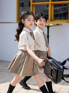 Ensemble d'uniformes scolaires pour enfants en gros, personnalisé, à manches courtes, pour l'été, pour garçons et filles, école primaire - Product Image 2