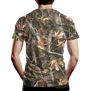 เสื้อยืดผู้ชายลายพราง 100% ผ้าฝ้ายเนื้อหนา ทรงโอเวอร์ไซส์ พิมพ์ลายพราง สำหรับใส่ล่าสัตว์และกิจกรรมกลางแจ้ง - Product Image 4