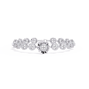 Bracelet pour femme Clover en or massif 9K 10K 14K 18K avec diamant de laboratoire VVS DEF CVD, motif floral soleil éclatant et médaillon halo festonné - Product Image 6