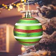 Adorno Navideño de Plástico Verde Moderno GM DEHQANI and SONS con Rayas Brillantes Rojas, Blancas y Verdes para Colgar en el Árbol - Product Image 3