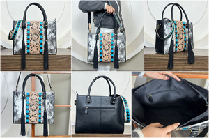 กระเป๋าโท้ทหนังแท้ลายตารางดอกไม้ ดีไซน์หรูหรา รุ่นใหม่ล่าสุด ปี 2025 สำหรับผู้หญิง - Product Image 3