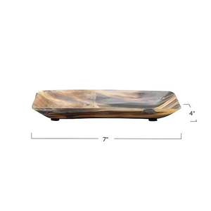 Bandeja de servir decorativa exclusiva hecha a mano de alta calidad con incrustaciones de mosaico de cuerno natural a un precio muy bajo. - Product Image 3
