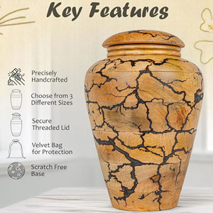 Traditional Wooden Funeral Urn for Ashes Wooden Cremation Urn with Custom Artwork by AYAANS - Product Image 3