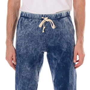 Pantalon de jogging décontracté en coton délavé pour homme, taille élastique avec cordon de serrage, bleu - Product Image 5