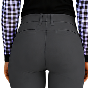 Pantalon d'équitation gris anthracite pour femme, taille haute, extensible, avec grip aux genoux, pour entraînement et compétition - Product Image 6